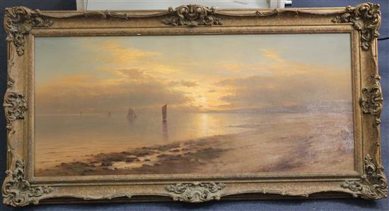 J C S Coastal landscape at sunset, 16 x 36in.